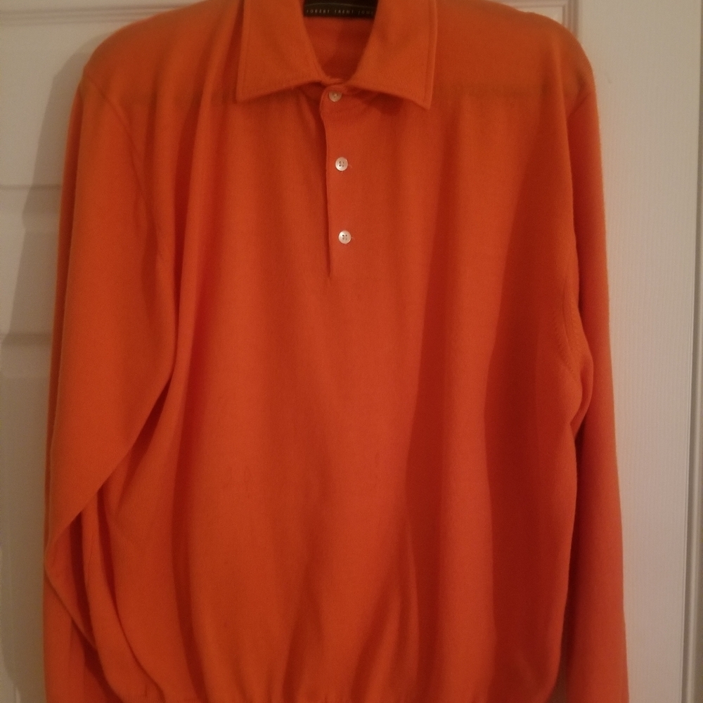 ROBERT TRENT JONES orange long sleeved golf shirt